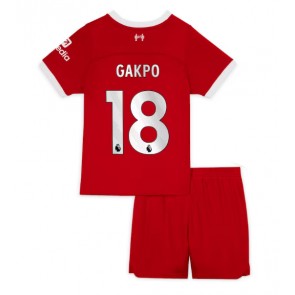 Liverpool Cody Gakpo #18 Hjemmebanesæt Børn 2023-24 Kort ærmer (+ korte bukser)